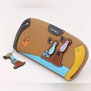New Dachshund Love Brown and Blue Wallet